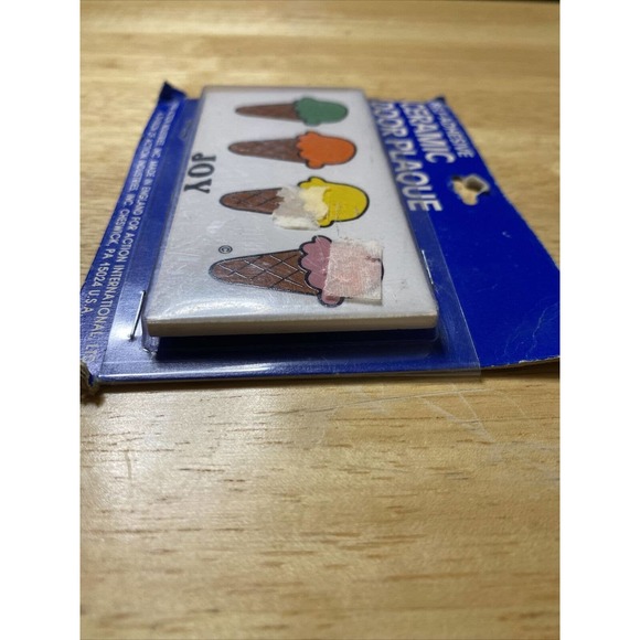 Vintage Retro Dead Stock JOY With Ice Cream Cones Ceramic Door Name Wall Sign - Picture 9 of 12